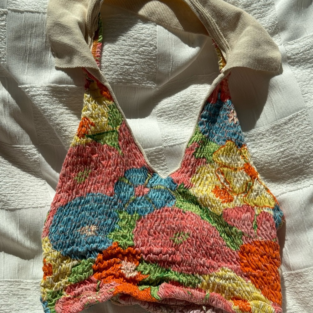 Zara Collared Colorful Printed Tank Top